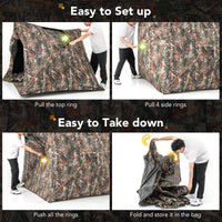 Tangkula Extra Tall 3-4 Person Hunting Blind, 270 Degree See Through Ground Blind with Silent Slide Windows