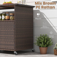 Meuble de rangement d'extérieur Tangkula en rotin avec comptoir en bois d'acacia