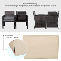 Tangkula 3 Pieces Outdoor PE Wicker Bistro Set with Waterproof Cover