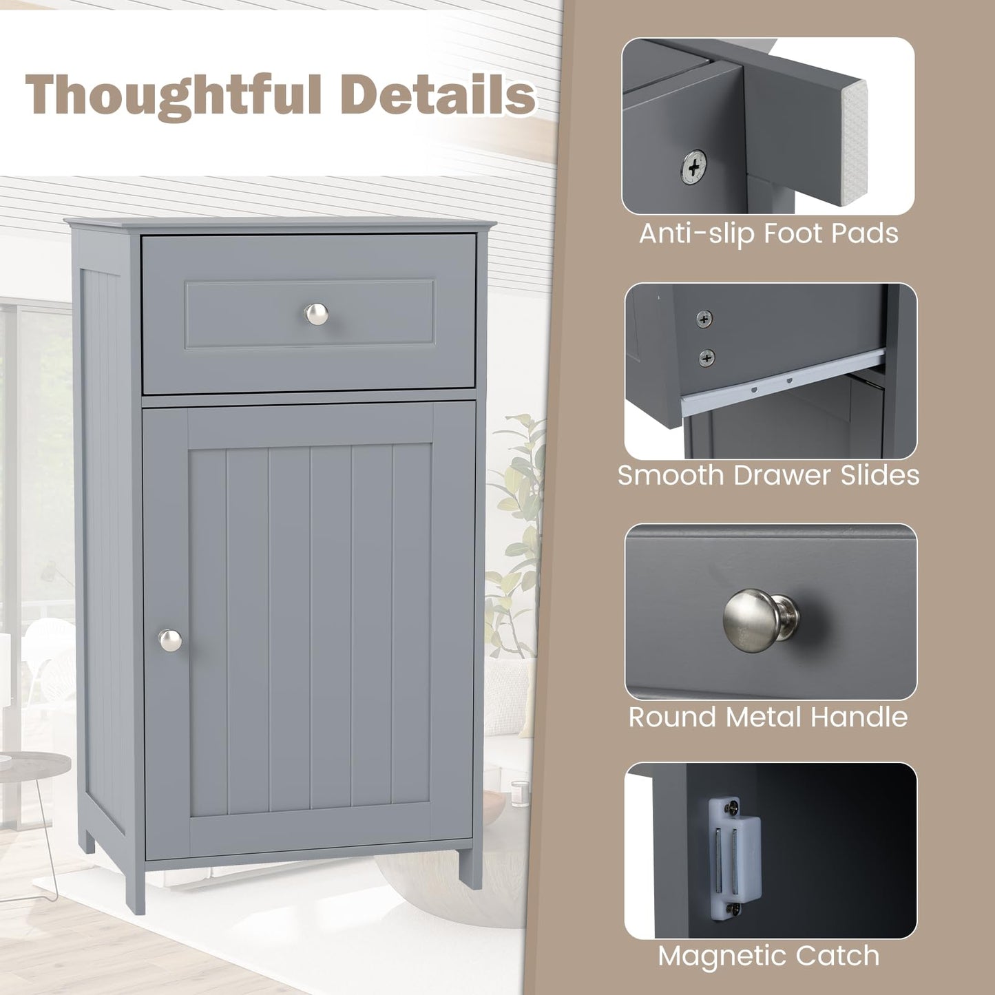 Tangkula Small Bathroom Cabinet for Small Spaces