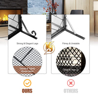44.5 x 33.5 Inch Double-Door Fireplace Screen, 2-Panel Large Flat Wrought Metal Fire Spark Guard Gate Cover for Home