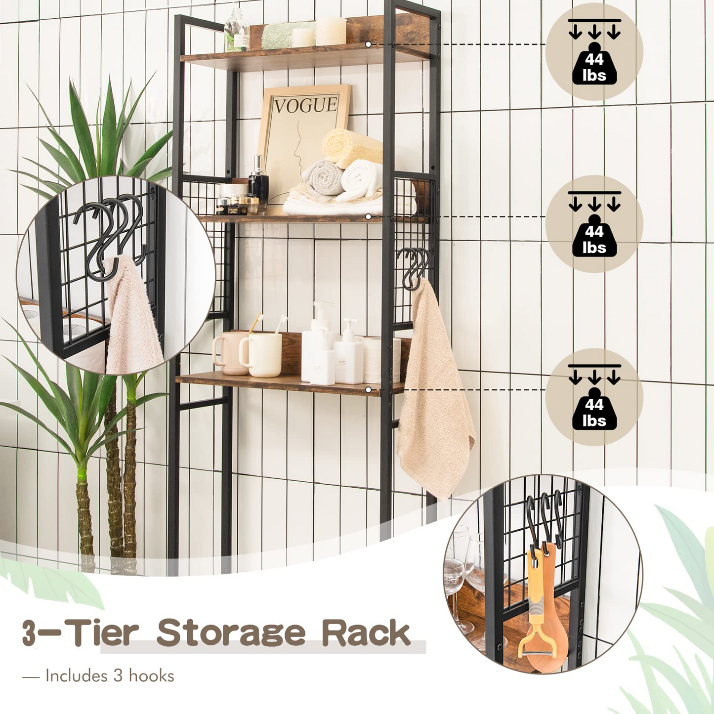 3-Tier Over-The-Toilet Storage Rack