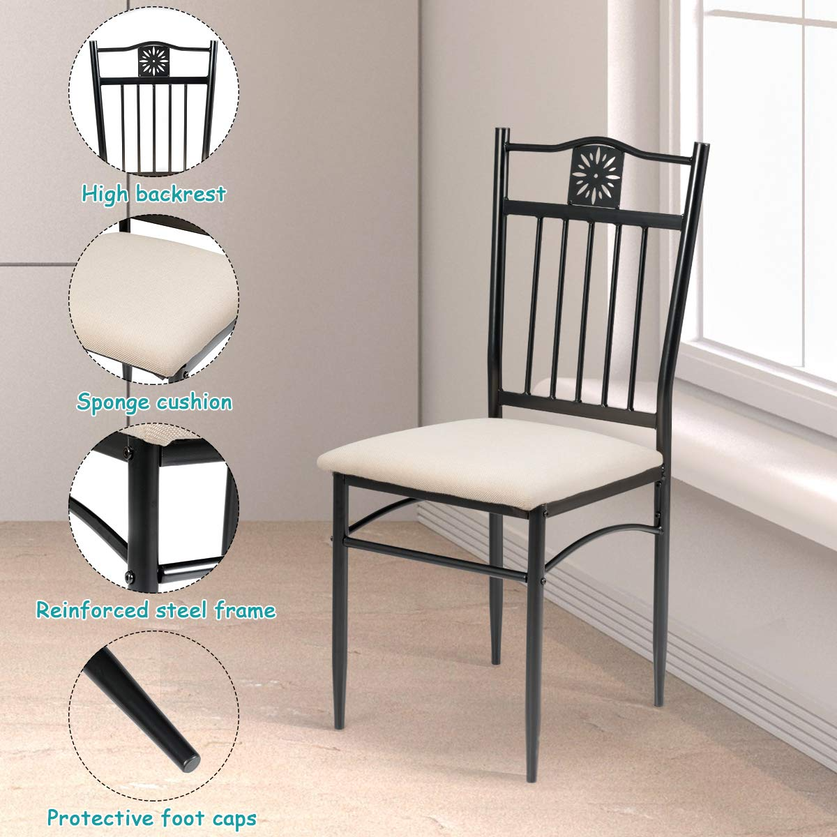 Tangkula 5 Pieces Dining Table and Chairs Set