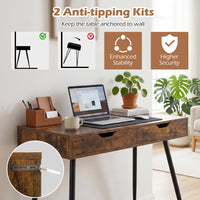 Tangkula Writing Desk w/2 Storage Drawers & 4 Rubber Wood Legs