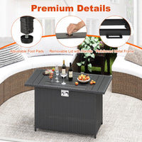 Tangkula 44.5 Inch Propane Fire Pit Table Rattan Gas 2-in-1 with Stainless Steel Burner