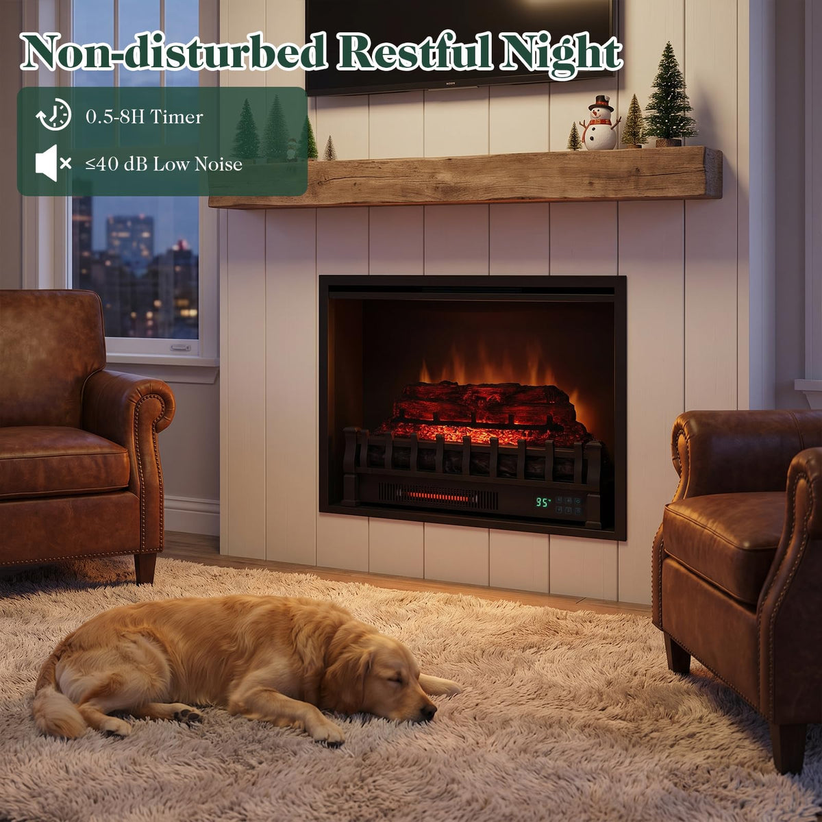 Tangkula 23" WiFi Fireplace Insert Pinewood Set with App and Remote