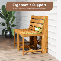 Tangkula 3 in 1 Outdoor Acacia Wood Loveseat Bench Furniture