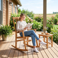 Tangkula Outdoor Patio Wood Rocking Chair for Porch Garden Backyard