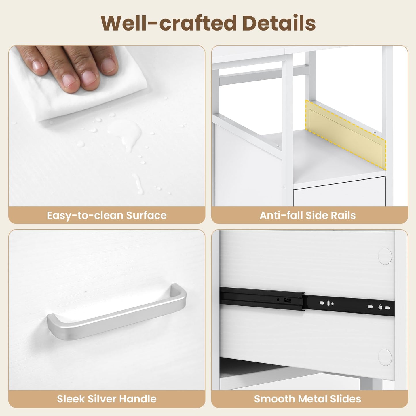 Tangkula White Desk with Storage Drawer & Shelf