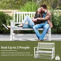 Tangkula 2 Person Outdoor Glider Chair, Poplar Wood Patio Swing Glider Loveseat Chair with Armrests