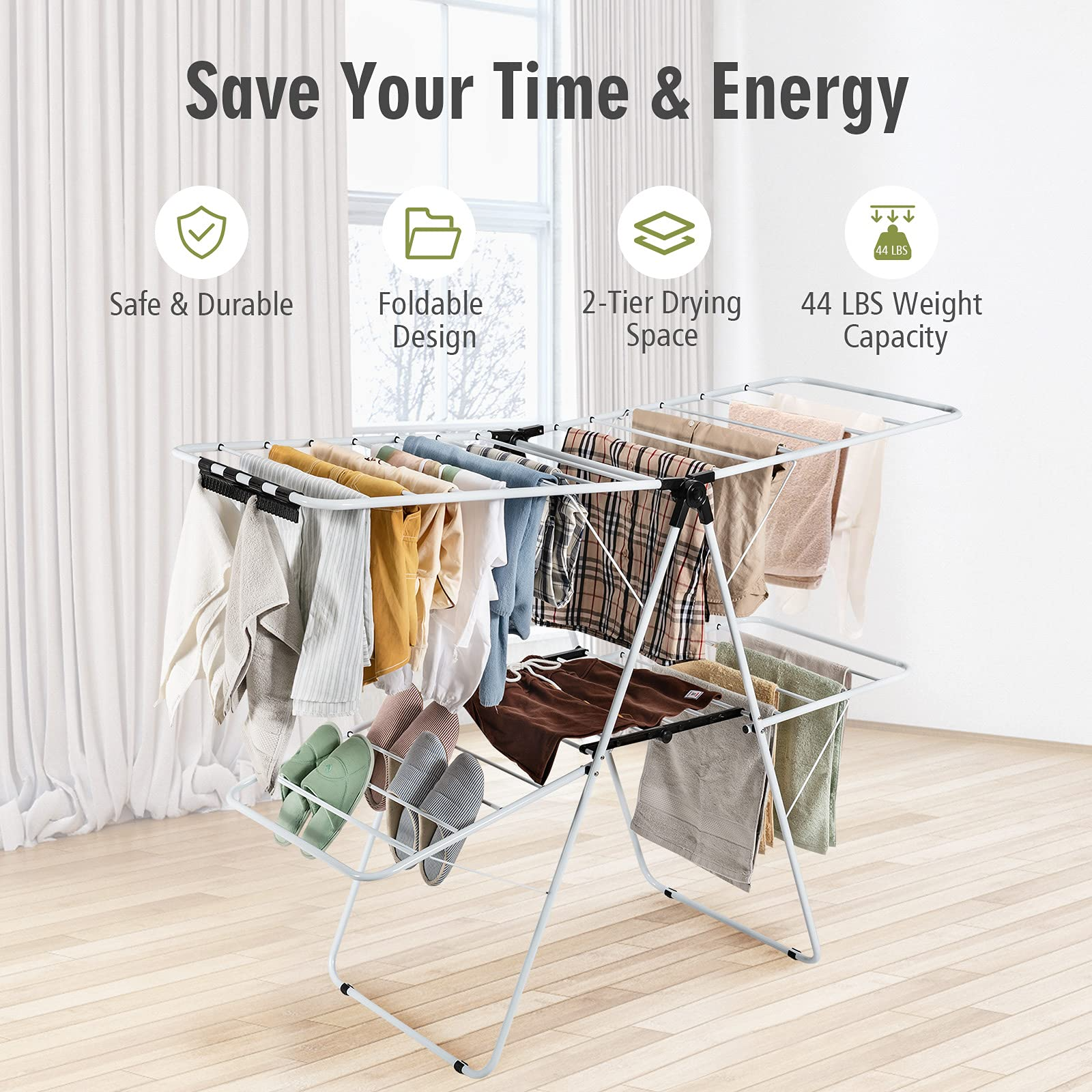 2-Level Clothes Drying Rack - Tangkula