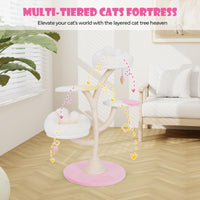 Tangkula Arbre à chat mignon multicouche de 123 cm avec poteaux à griffer recouverts de sisal