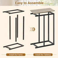 Tangkula C-Shaped End Table Slide Under Couch TV Tray