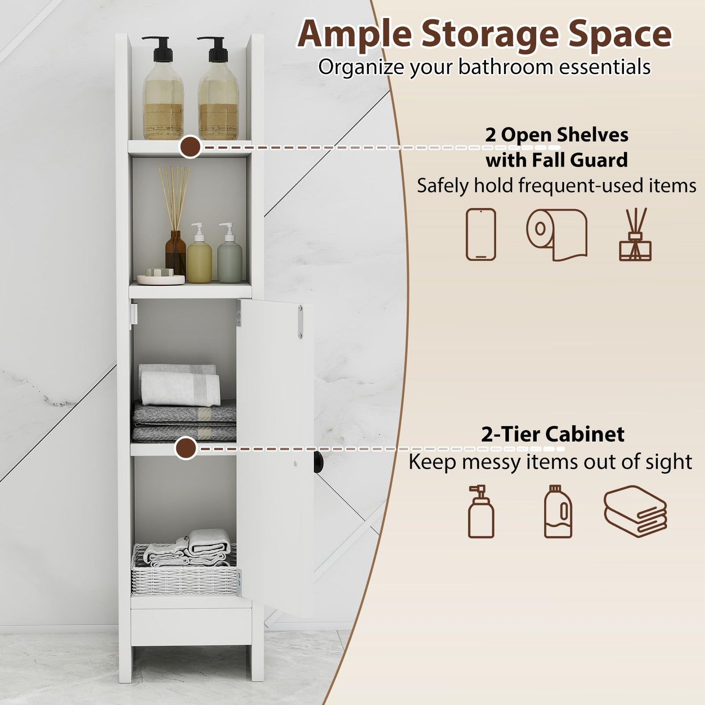 Tangkula Small Bathroom Storage Cabinet for Small Spaces