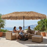 Tangkula 15 FT Tiki Patio Umbrella | Thatched PE Grass