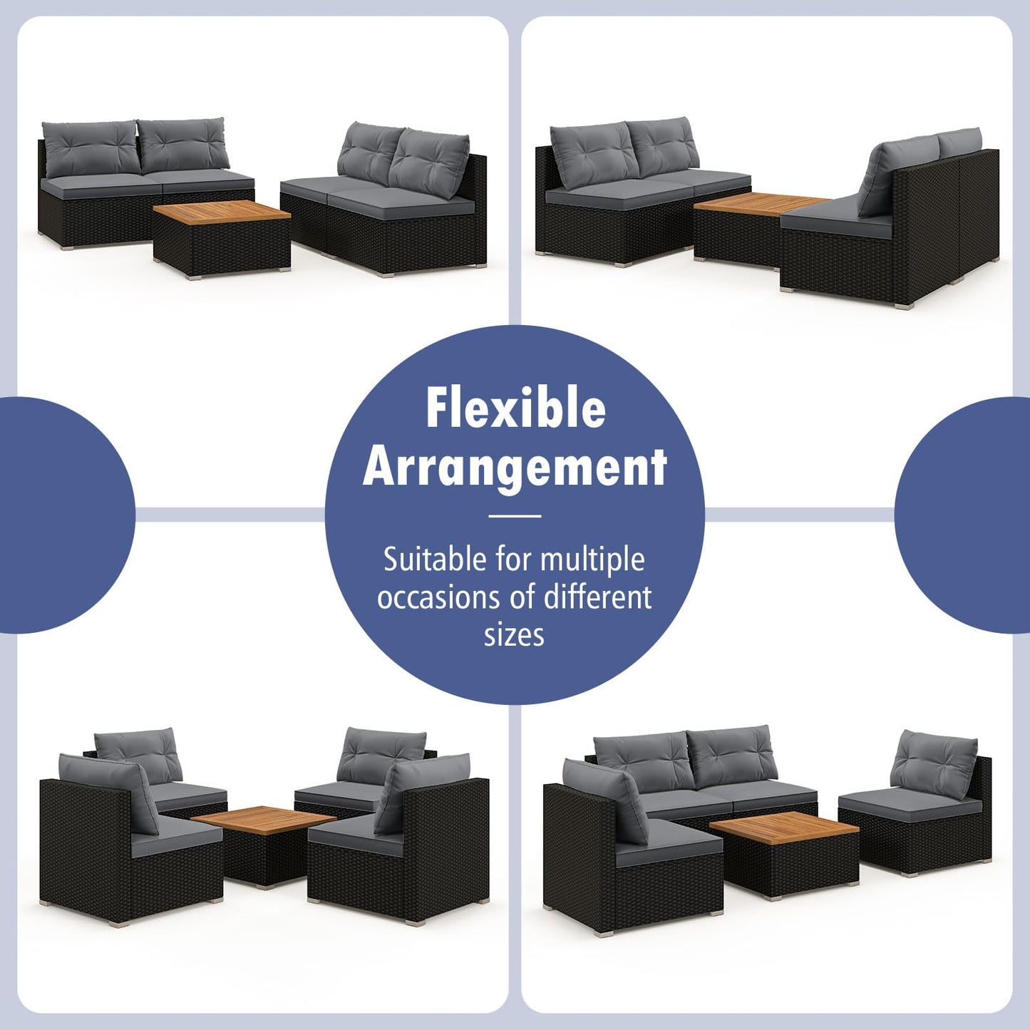 Tangkula 5 Pieces Wicker Patio Furniture Set