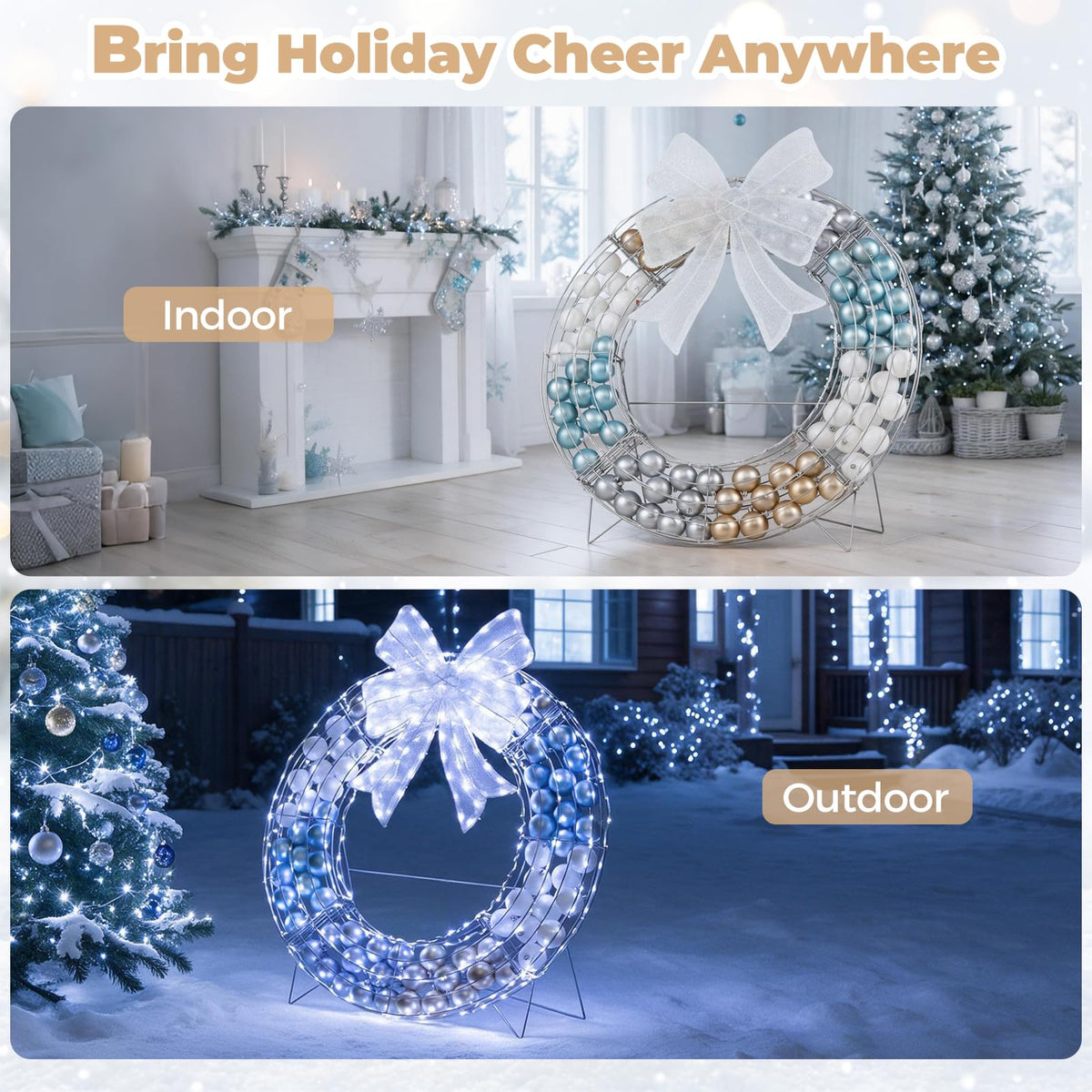 Tangkula 36" Lighted Christmas Wreath Decoration