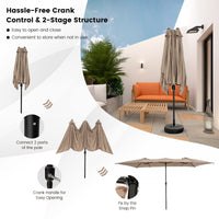 TANGKULA 15 FT Double-Sided Patio Umbrella with Crank Handle