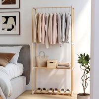 Tangkula Solid Wood Clothes Rack Freestanding Clothing Racks