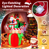 Tangkula 6 FT Christmas Inflatable Santa Claus Flying Helicopter on Gift Box