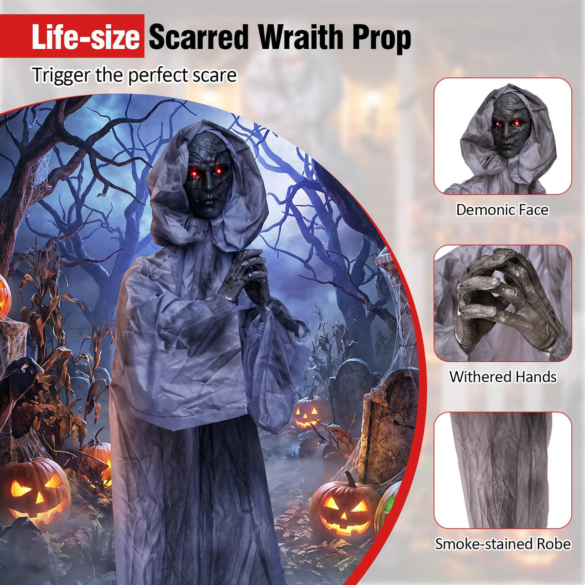 Tangkula 5.6 FT Animated Halloween Standing Weeping Woman Statue