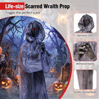 Tangkula 5.6 FT Animated Halloween Standing Weeping Woman Statue