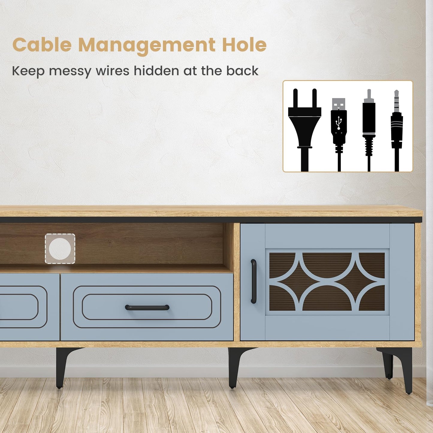 Tangkula Farmhouse TV Stand for TVs up to 80” 71” Entertainment Center with 2 Drawers