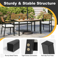 Tangkula 4 Piece Patio Dining Furniture Set w/Acacia Wood & Metal Frame