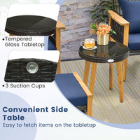 Tangkula 5 Piece Patio Furniture Set, Patiojoy Wicker Chair Set with Coffee Table & 2 Ottomans (Navy)