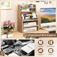 Tangkula 6-Tier Wooden Office Organizer with 2 Removable Shelves for Papers
