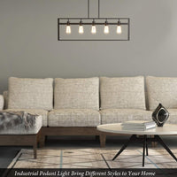 Tangkula 5-Light Island Lighting, Modern Style Domestic Linear Pendant Light Fixture