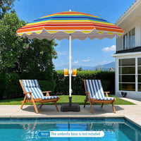 Tangkula 6.5 FT Scalloped Beach Umbrella with Cup Holders | UPF 50+