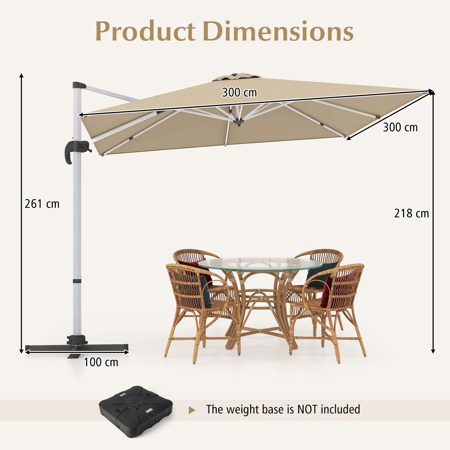 Tangkula 10 ft Square Patio Cantilever Umbrella