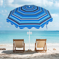Tangkula 6.5 FT Scalloped Beach Umbrella with Cup Holders
