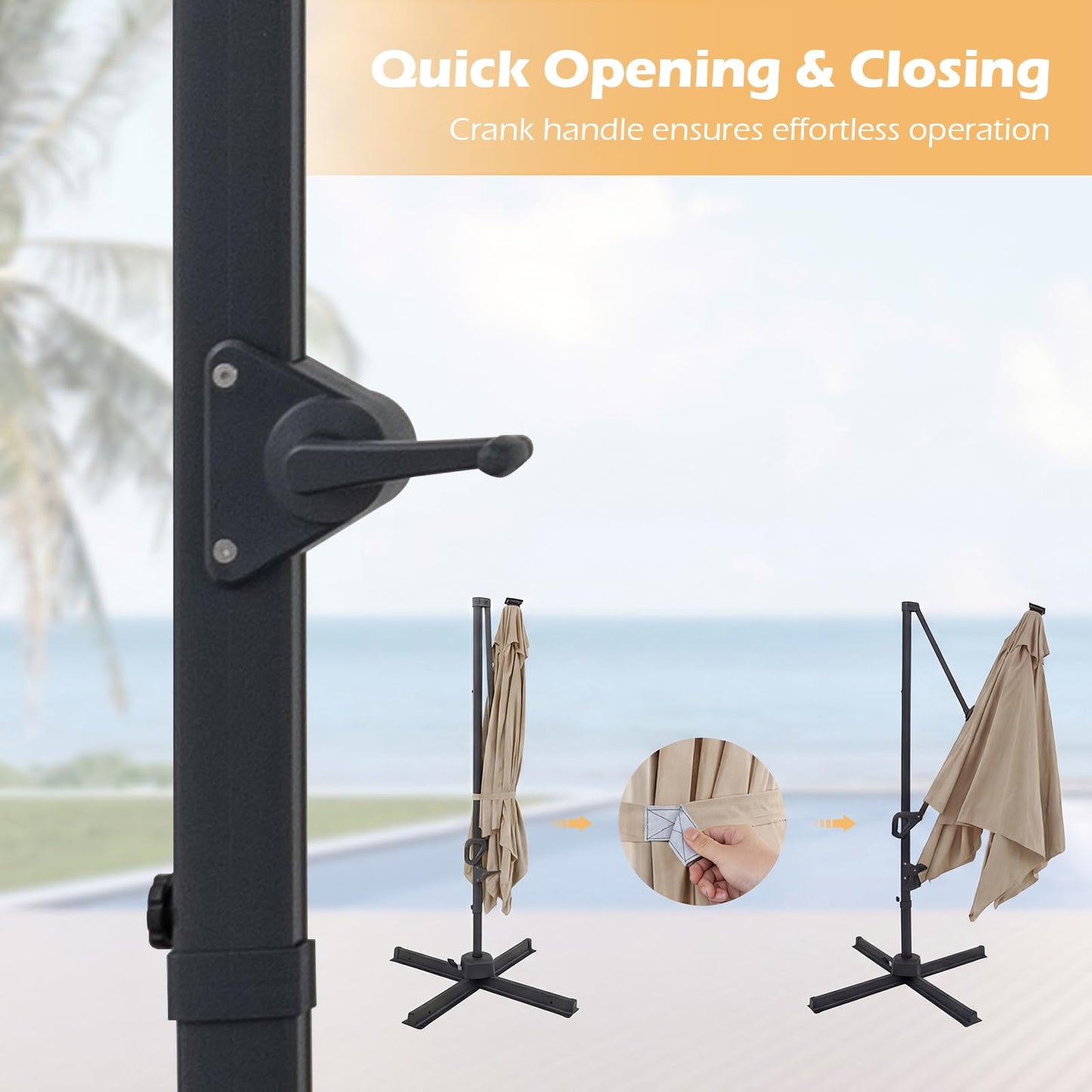 Tangkula 10 FT Solar Patio Umbrella with Base Included