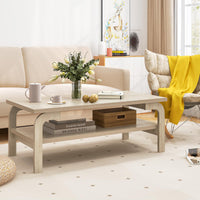 Tangkula 2 Tier Coffee Table with Large Tabletop for Living Room