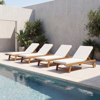 Tangkula Folding Patio Eucalyptus Wood Chaise Lounge with 5-Level Adjustable Backrest (1/2)