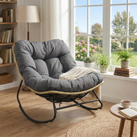 Tangkula Oversized Egg-Shaped Papasan Rocking Chair