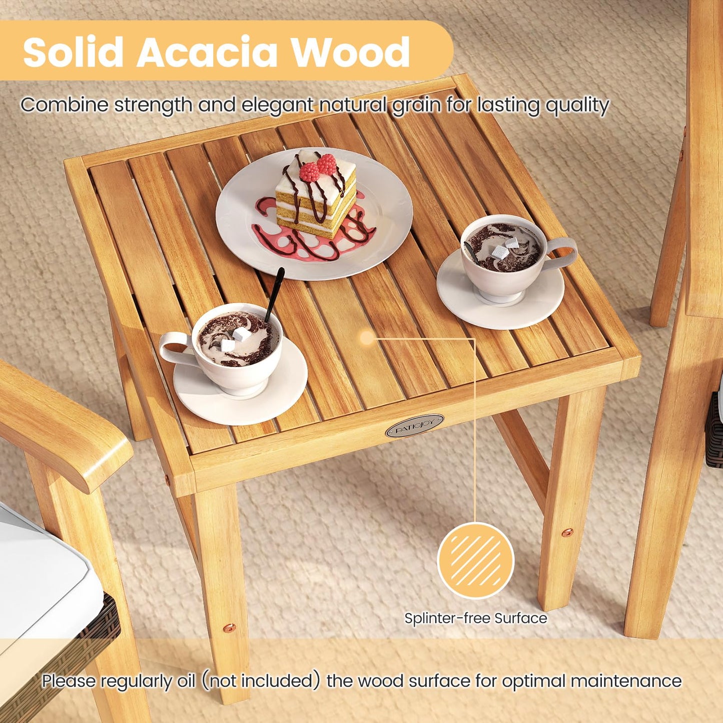 Ensemble de mobilier de patio en osier PE Tangkula 3 pièces pour véranda