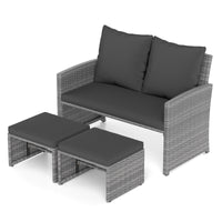 Tangkula Outdoor Loveseat with 2 Ottomans