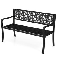 Tangkula Metal Outdoor Park Bench 50 Inches Patio Garden Bench