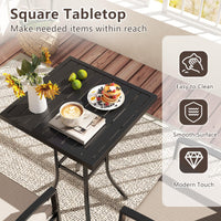 Tangkula 3 Pieces Patio Swivel Bar Set Outdoor Metal Bar Table and Chairs Set