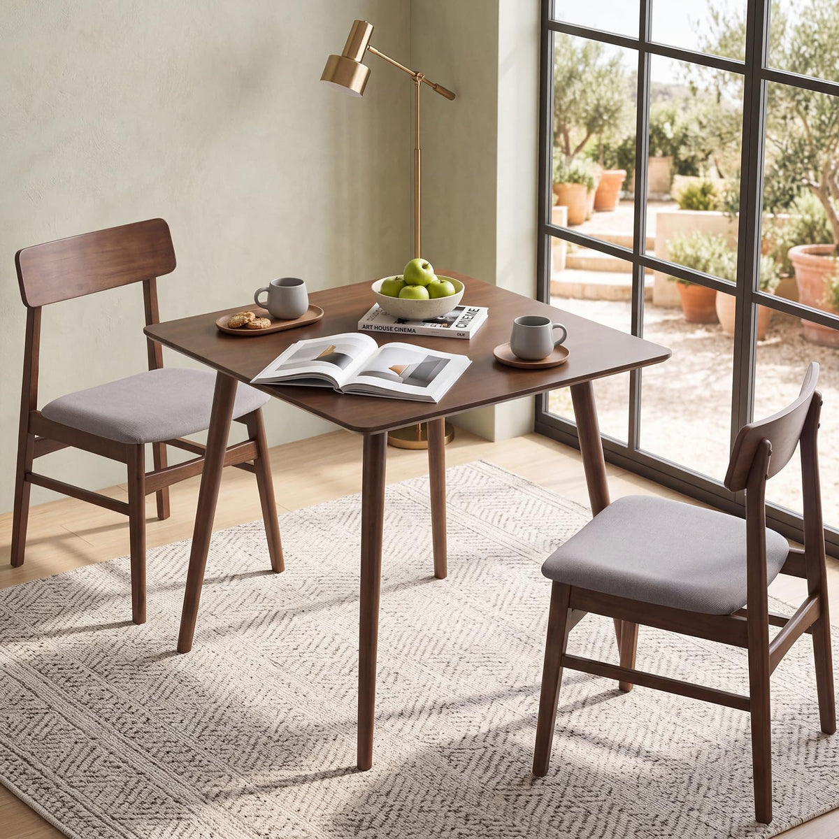 Tangkula 27" Small Dining Table Wooden Square Table for 2-4
