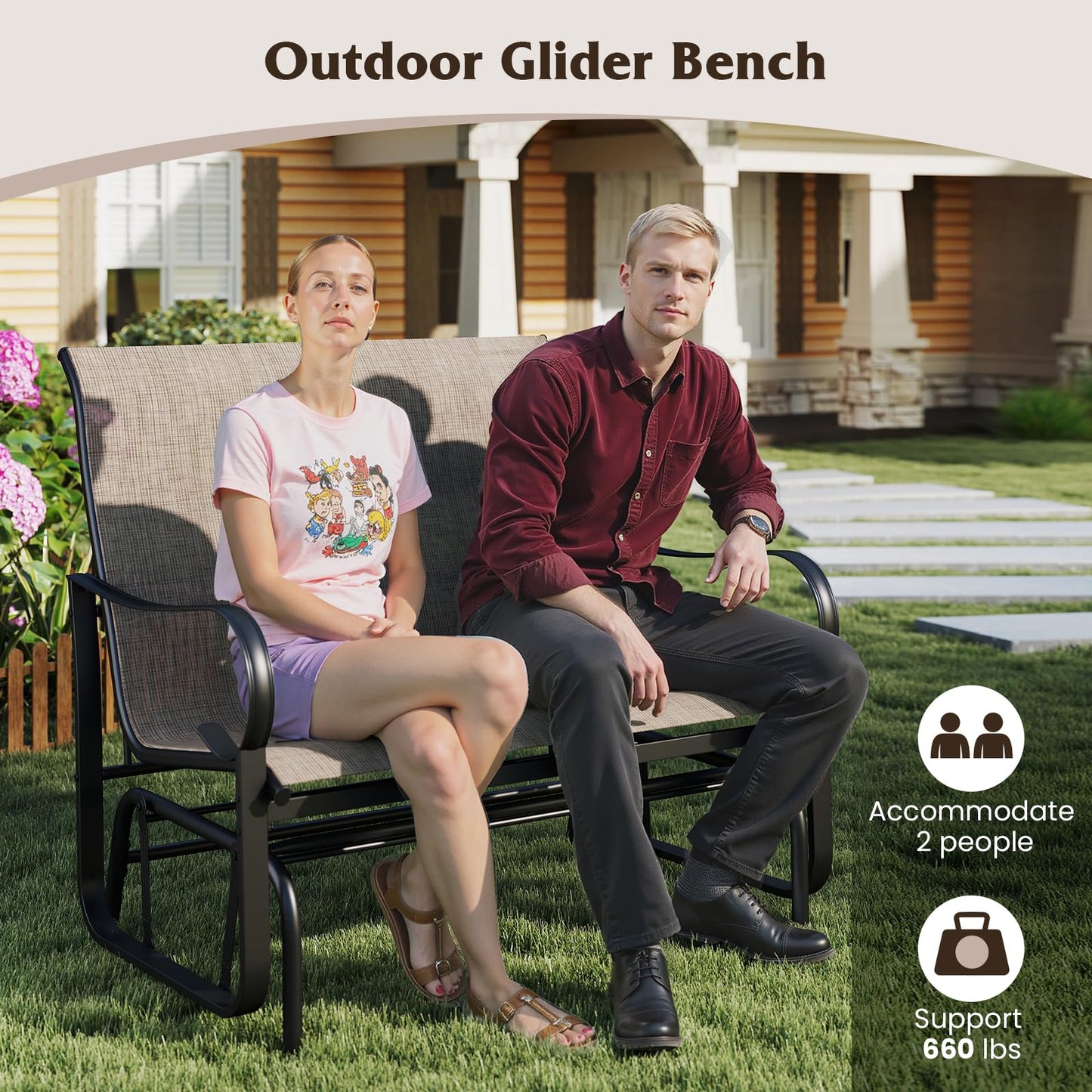 Banc de jardin Tangkula Gilder 2 places en tissu avec dossier haut