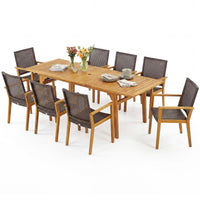 Tangkula 9 Pieces Patio Table and Chairs Set for 8 for Deck Backyard Poolside