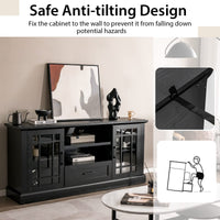 Tangkula Farmhouse TV Stand for TV up to 70 Inch, Tall Media Console Table with 2 Glass Doors