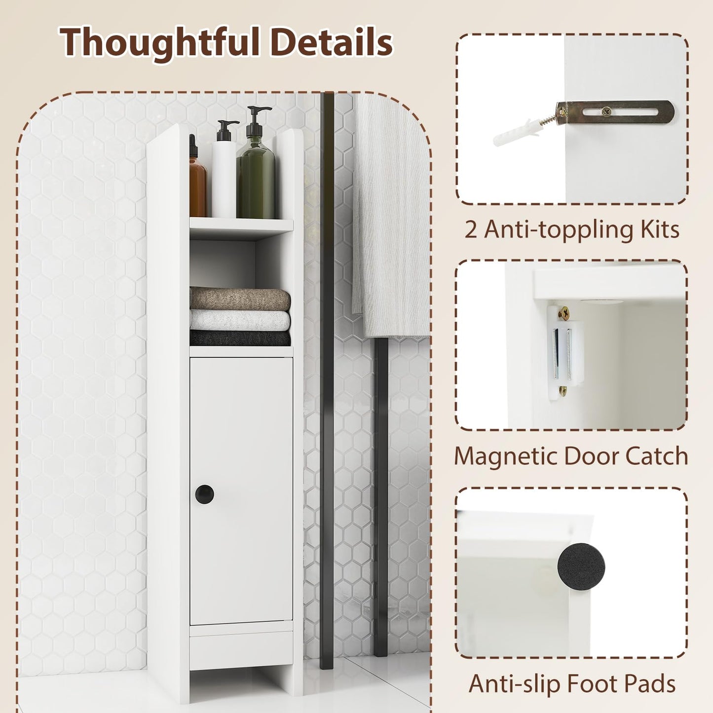 Tangkula Small Bathroom Storage Cabinet for Small Spaces