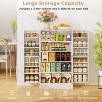 Tangkula Kitchen Pantry Cabinet, 17-Tier Buffet Sideboard with 2 Doors and 6 Adjustable Shelves