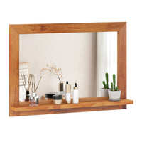 Tangkula Farmhouse Wall Mirror with Shelf 27.5 x 20 Inch Rectangle Decorative Mirror