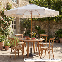 Tangkula 7Ft Patio Umbrella with Fringe 2-Tier Outdoor Boho Umbrella